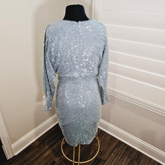 Aidan by Aidan Mattox Cocktail/Party Dress Light Blue Sequence- Women's Size 6 - Picture 3 of 3